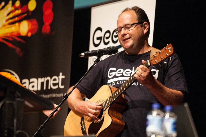 Duncan MacNeill at linux.conf.au 2016 at Geelong. Photo courtesy Brett James under CC BY